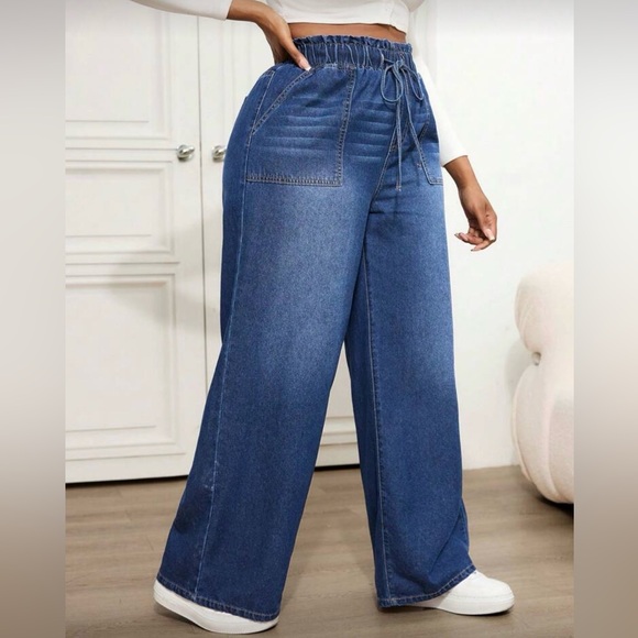 Blue Wide-Leg Women Jeans - Picture 7 of 9
